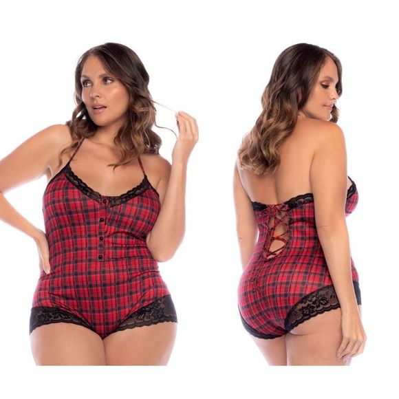 Mapale 7590X Sleep Romper Color Red Plaid - Picture 1 of 9